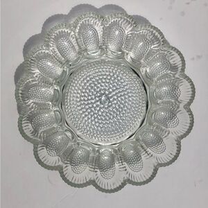 GLASS EGG TRAY PLATTER CLEAR GLASS HOLDS 15 EGGS SERVING DISH